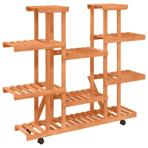 Stalak za cvijeće s kotačima 110x25x115 cm od masivne jelovine - Svjetlosmeđa 110 x 25 x 115 cm Cijena