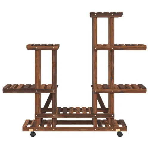 Stalak za cvijeće s kotačima 95x25x101 cm od masivne jelovine - Smeđa 95 x 25 x 101 cm Cijena