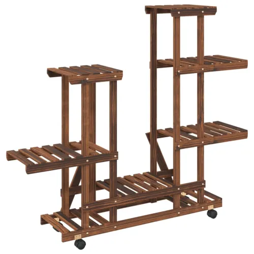 Stalak za cvijeće s kotačima 95x25x101 cm od masivne jelovine - Smeđa 95 x 25 x 101 cm Cijena