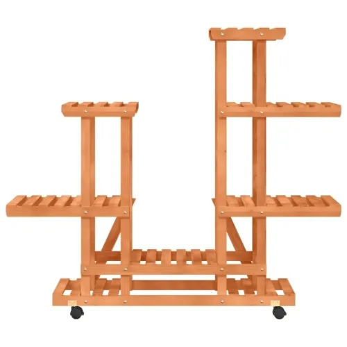 Stalak za cvijeće s kotačima 95x25x101 cm od masivne jelovine - Svjetlosmeđa 95 x 25 x 101 cm Cijena