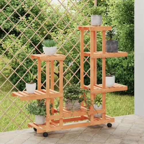 Stalak za cvijeće s kotačima 95x25x101 cm od masivne jelovine - Svjetlosmeđa 95 x 25 x 101 cm Cijena