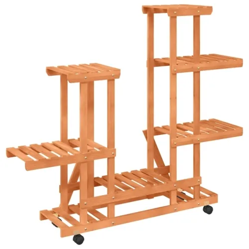 Stalak za cvijeće s kotačima 95x25x101 cm od masivne jelovine - Svjetlosmeđa 95 x 25 x 101 cm Cijena
