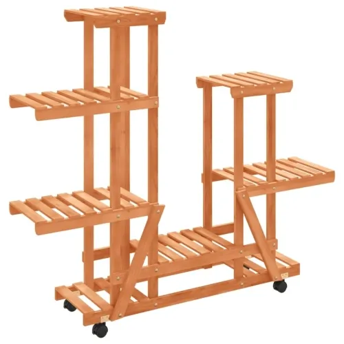 Stalak za cvijeće s kotačima 95x25x101 cm od masivne jelovine - Svjetlosmeđa 95 x 25 x 101 cm Cijena