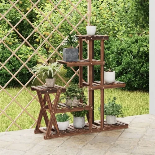 Stalak za cvijeće 95 x 25 x 96 cm od masivne jelovine - Smeđa 25 x 95 x 96 cm Cijena