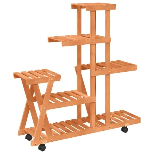 Stalak za cvijeće s kotačima 95x25x101 cm od masivne jelovine - Svjetlosmeđa 25 x 95 x 101 cm Cijena