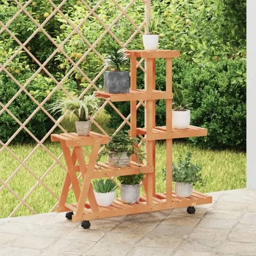 Stalak za cvijeće s kotačima 95x25x101 cm od masivne jelovine - Svjetlosmeđa 25 x 95 x 101 cm Cijena