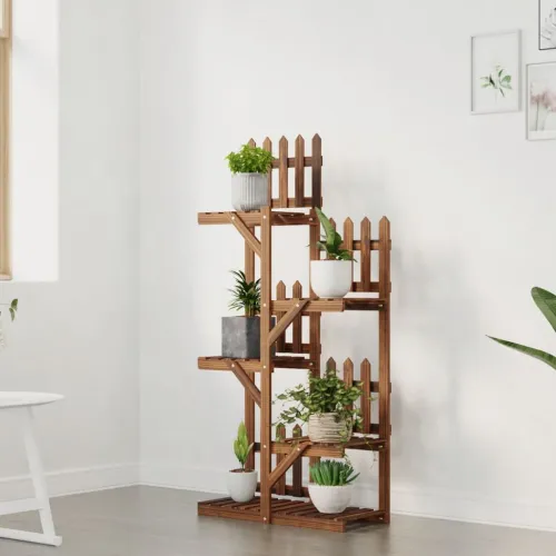 Stalak za cvijeće 60 x 25 x 130 cm od masivne jelovine - Smeđa 60 x 25 x 130 cm Cijena