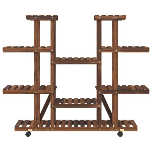 Stalak za cvijeće s kotačima 110x25x115 cm od masivne jelovine - Smeđa 110 x 25 x 115 cm Cijena