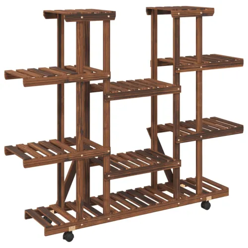 Stalak za cvijeće s kotačima 110x25x115 cm od masivne jelovine - Smeđa 110 x 25 x 115 cm Cijena