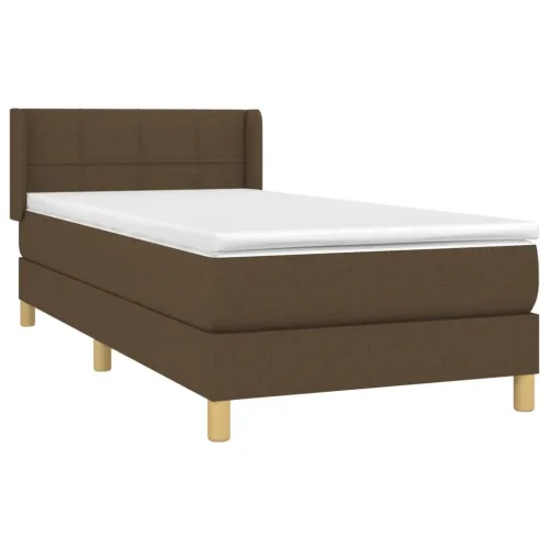 Boxspring - Krevet s oprugama i madracem tamnosmeđi 90 x 190 cm od tkanine - Tamno smeđa 90 x 190 cm Blok s kvadratima Tamno sme Cijena