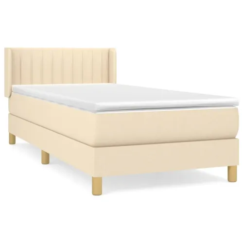 Boxspring - Krevet s oprugama i madracem krem 90 x 190 cm od tkanine - Krema 90 x 190 cm Okomite pruge Krema Cijena