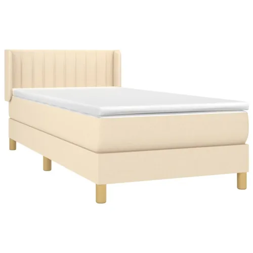 Boxspring - Krevet s oprugama i madracem krem 90 x 190 cm od tkanine - Krema 90 x 190 cm Okomite pruge Krema Cijena