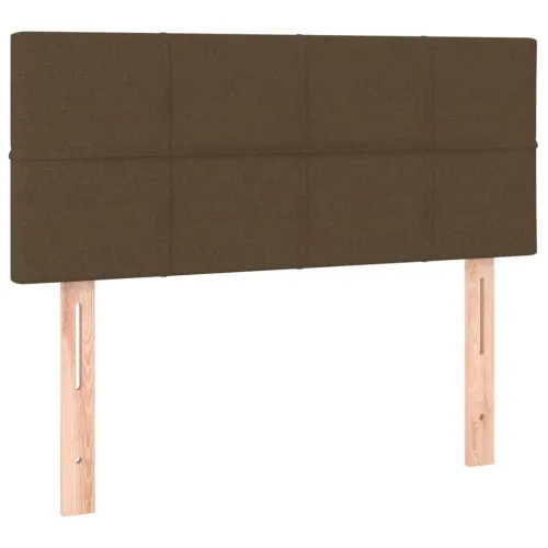 Krevet box spring s madracem LED tamnosmeđi 90x190 cm tkanina - Tamno smeđa 90 x 190 cm Blok s kvadratima Tamno smeđa Cijena
