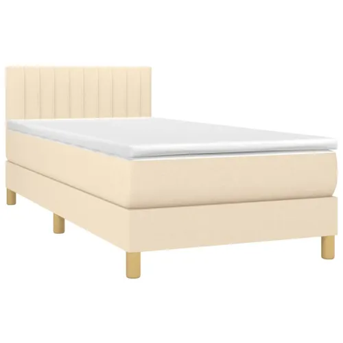 Boxspring - Krevet s oprugama i madracem krem 90 x 190 cm od tkanine - Krema 90 x 190 cm Okomite pruge Krema Cijena