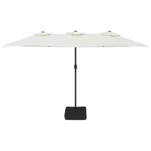 Dvostruki vrtni suncobran LED pješčano bijeli 449 x 265 cm - Bijela Cijena