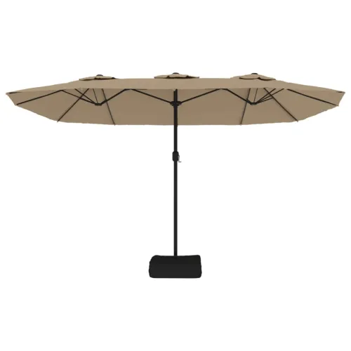 Dvostruki vrtni suncobran s LED svjetlima smeđesivi 449x265 cm - Sivo-smeđa Cijena