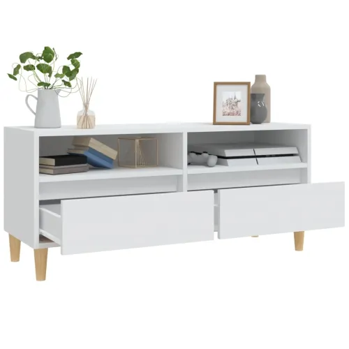 TV ormarić bijeli 100 x 34,5 x 44,5 cm od konstruiranog drva - Bijela 1 100 cm Cijena