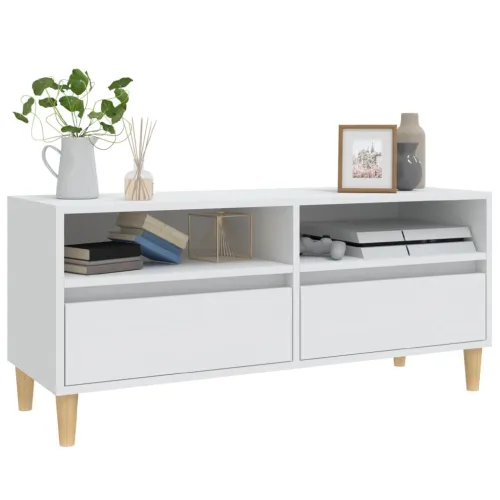TV ormarić bijeli 100 x 34,5 x 44,5 cm od konstruiranog drva - Bijela 1 100 cm Cijena