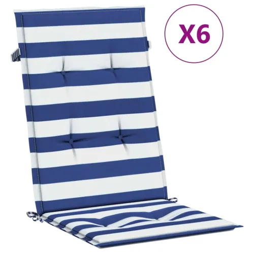 Jastuci za visoku stolicu 6 kom plavo-bijele pruge od tkanine - Plava i bijela 120 x 50 x 3 cm 6 Cijena