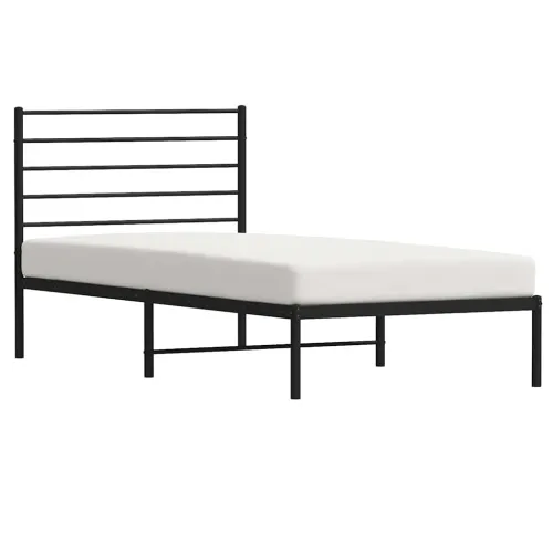 Metalni okvir za krevet s uzglavljem crni 90x190 cm - Crna 90 x 190 cm s uzglavljem Cijena