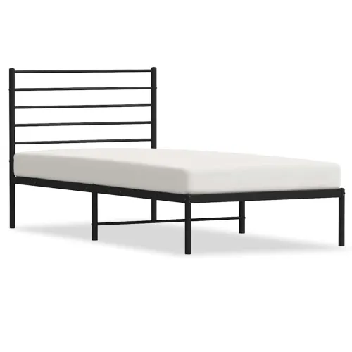 Metalni okvir za krevet s uzglavljem crni 90x190 cm - Crna 90 x 190 cm s uzglavljem Cijena