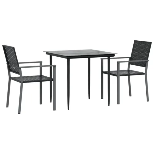 Vrtna garnitura - 3-dijelni vrtni blagovaonski set od poliratana i čelika - Dužina stola 80 cm 2 Ne Cijena