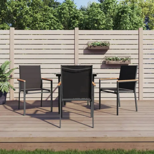 Vrtna garnitura - 5-dijelni vrtni blagovaonski set crni od tekstilena i čelika - Dužina stola 80 cm 4 Cijena