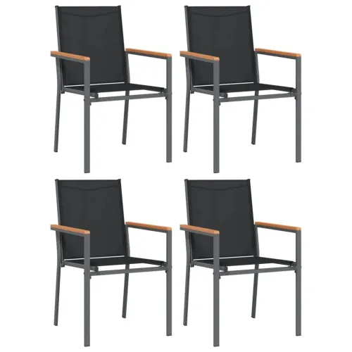 Vrtna garnitura - 5-dijelni vrtni blagovaonski set crni od tekstilena i čelika - Dužina stola 80 cm 4 Cijena