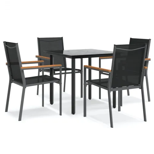 Vrtna garnitura - 5-dijelni vrtni blagovaonski set crni od tekstilena i čelika - Dužina stola 80 cm 4 Cijena