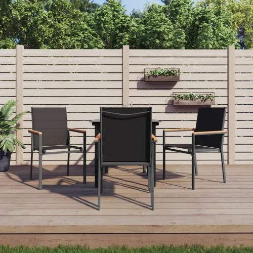 Vrtna garnitura - 5-dijelni vrtni blagovaonski set crni od tekstilena i čelika - Dužina stola 80 cm 4 Cijena