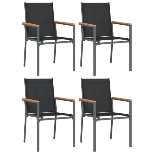 Vrtna garnitura - 5-dijelni vrtni blagovaonski set crni od tekstilena i čelika - Dužina stola 160 cm 4 Cijena