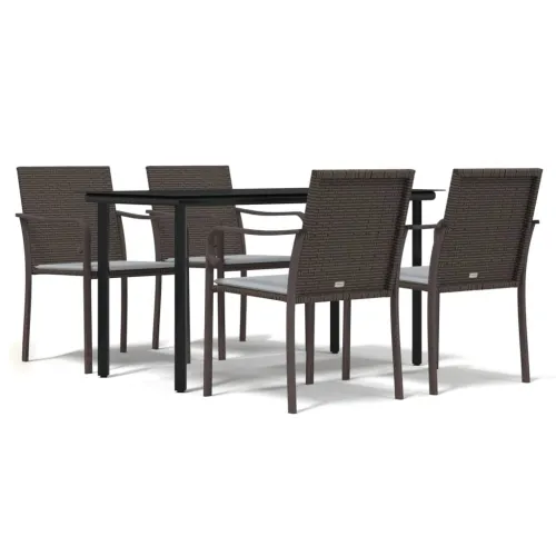 Vrtna garnitura - 5-dijelni vrtni blagovaonski set s jastucima poliratan i čelik - Smeđa Dužina stola 140 cm 4 Cijena