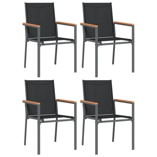Vrtne stolice 4 kom crne 55 x 61,5 x 90 cm tekstilen i čelik - 4 Cijena