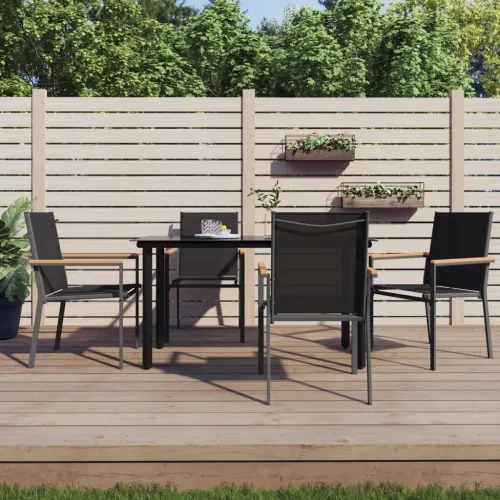 Vrtne stolice 4 kom crne 55 x 61,5 x 90 cm tekstilen i čelik - 4 Cijena