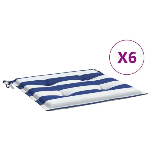 Jastuci za vrtne stolice 6 kom plavo-bijeli 50x50x3 cm tkanina - Plava i bijela 50 x 50 x 3 cm 6 Cijena