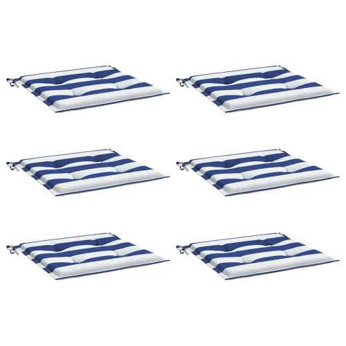 Jastuci za vrtne stolice 6 kom plavo-bijeli 50x50x3 cm tkanina - Plava i bijela 50 x 50 x 3 cm 6 Cijena