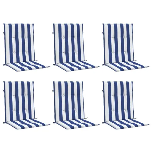 Jastuci za nisku stolicu 6 kom plavo-bijeli prugasti od tkanine - Plava i bijela 100 x 50 x 4 cm 6 Cijena