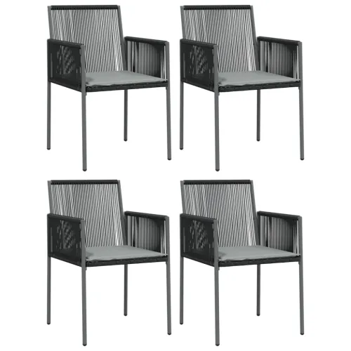 Vrtna garnitura - 5-dijelni vrtni blagovaonski set od poliratana i čelika crni - Dužina stola 80 cm 4 Cijena