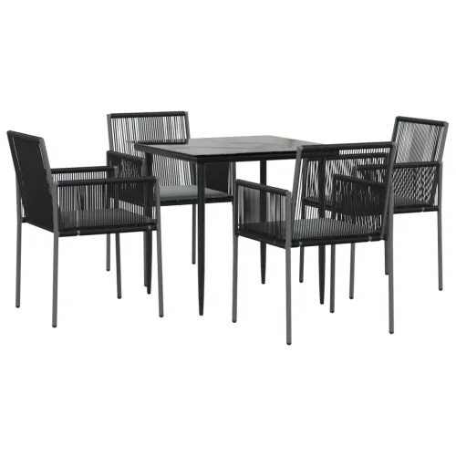 Vrtna garnitura - 5-dijelni vrtni blagovaonski set od poliratana i čelika crni - Dužina stola 80 cm 4 Cijena