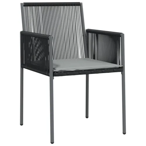Vrtna garnitura - 5-dijelni vrtni blagovaonski set od poliratana i čelika crni - Dužina stola 80 cm 4 Cijena
