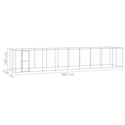 Vanjski kavez za pse od pocinčanog čelika 21,78 m² - Srebrno 990 x 220 x 180 cm 1 Ne Cijena