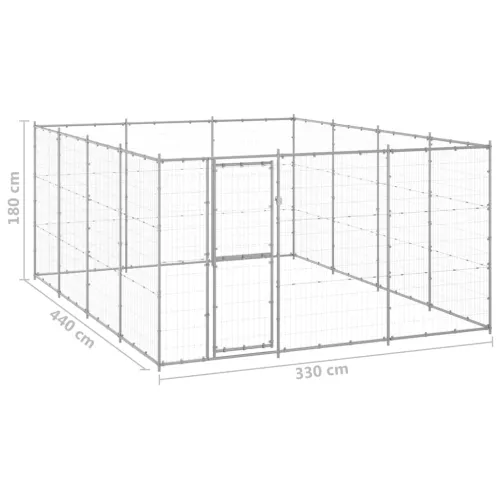 Vanjski kavez za pse od pocinčanog čelika 14,52 m² - Srebrno 330 x 440 x 180 cm 1 Cijena