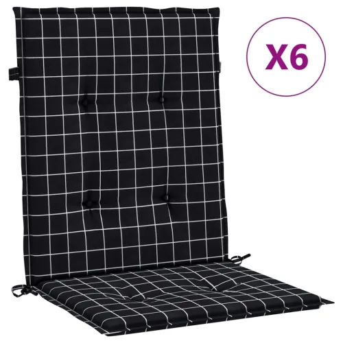 Jastuci za stolicu 6 kom crni karirani od tkanine - Crno-bijelo 100 x 50 x 4 cm 6 Cijena