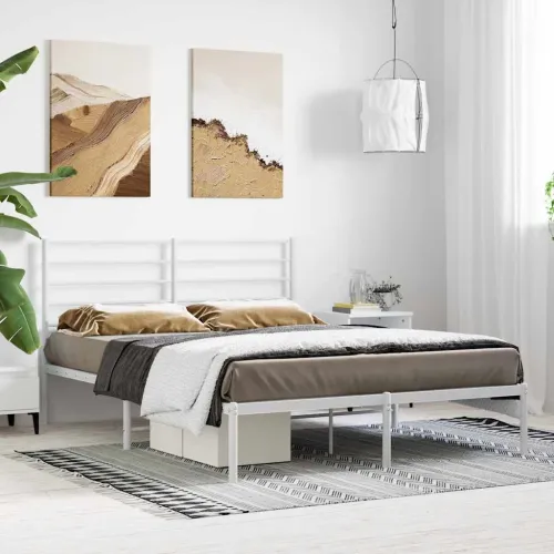 Metalni okvir za krevet s uzglavljem bijeli 120 x 190 cm - Bijela 120 x 190 cm s uzglavljem Cijena