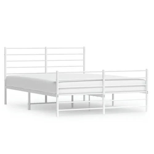 Metalni okvir kreveta uzglavlje i podnožje bijeli 120x190 cm - Bijela 120 x 190 cm s uzglavljem i podnožjem Cijena