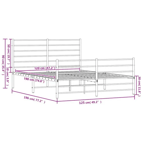 Metalni okvir kreveta uzglavlje i podnožje bijeli 120x190 cm - Bijela 120 x 190 cm s uzglavljem i podnožjem Cijena