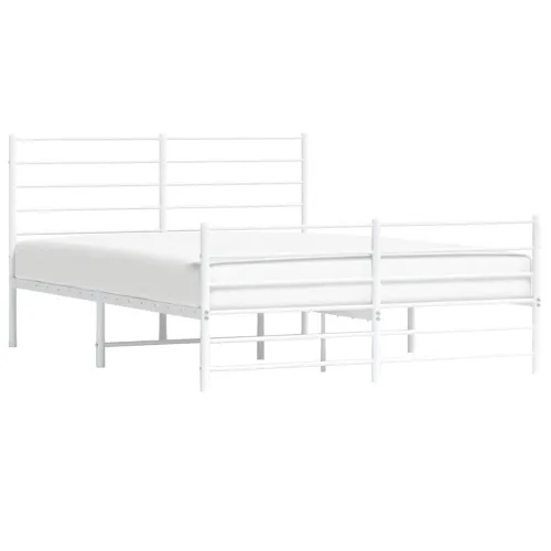 Metalni okvir kreveta uzglavlje i podnožje bijeli 120x190 cm - Bijela 120 x 190 cm s uzglavljem i podnožjem Cijena