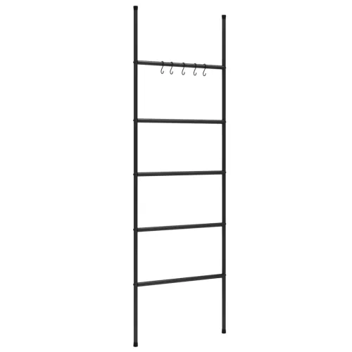 Ljestve za vješalicu za ručnike s 5 razina crne 58x175 cm željezne Cijena