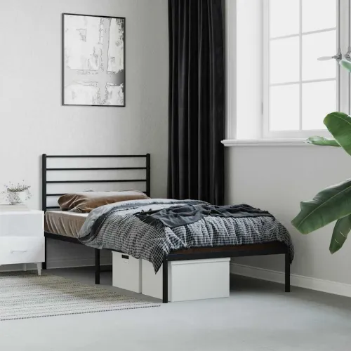 Metalni okvir za krevet s uzglavljem crni 75x190 cm - Crna 75 x 190 cm s uzglavljem Cijena