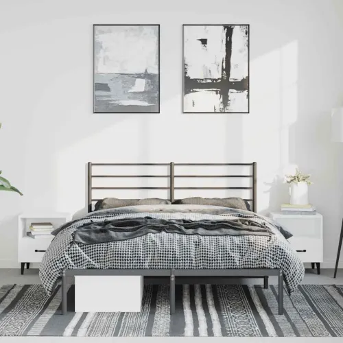Metalni okvir za krevet s uzglavljem crni 135x190 cm - Crna 135 x 190 cm s uzglavljem Cijena